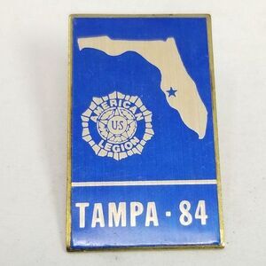 Vintage Tampa Florida American Legion 84 Blue Enamel Lapel Pin Brooch Union Made